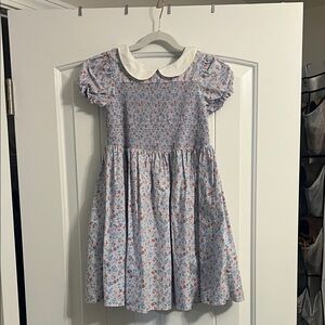 Janie and Jack Peter Pan Collar Floral Smocked Girls' Dress - Light Blue